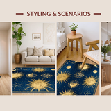 Ultra Soft Area Rug, Non Slip, Stain Resistant, Washable Area Rugs for Living Room, Bedroom, Chic Contemporary Cosmic Print(Blue)