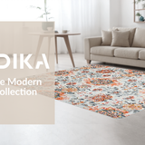 Ultra Soft Area Rug, Non Slip, Stain Resistant, Washable Area Rugs for Living Room, Bedroom, Chic Vintage Floral Motif(White)
