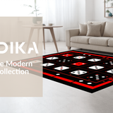 Ultra Soft Area Rug, Non Slip, Stain Resistant, Washable Area Rugs for Living Room, Bedroom, Bold Y2K Inspired Floor Design(Red)