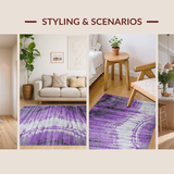 Ultra Soft Area Rug, Non Slip, Stain Resistant, Washable Area Rugs for Living Room, Bedroom, Contemporary Purple Swirl Aesthetic(Purple)