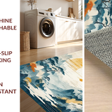 Ultra Soft Area Rug, Non Slip, Stain Resistant, Washable Area Rugs for Living Room, Bedroom, Tranquil Creamy Organic Lines(Yellow)