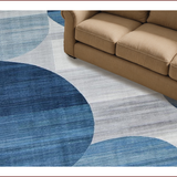 Ultra Soft Area Rug, Non Slip, Stain Resistant, Washable Area Rugs for Living Room, Bedroom, Artistic Subtle Circular Motif(Blue)