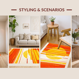 Ultra Soft Area Rug, Non Slip, Stain Resistant, Washable Area Rugs for Living Room, Bedroom, Lively Abstract Sunray Design(Orange)