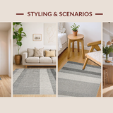Ultra Soft Area Rug, Non Slip, Stain Resistant, Washable Area Rugs for Living Room, Bedroom, Elegant Taupe Herringbone Aesthetic(Gray)