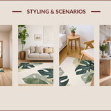 Ultra Soft Area Rug, Non Slip, Stain Resistant, Washable Area Rugs for Living Room, Bedroom, Elegant Nature-Inspired Motif(Gray)
