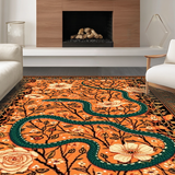 Ultra Soft Area Rug, Non Slip, Stain Resistant, Washable Area Rugs for Living Room, Bedroom, Cozy Floral Inspired Runner(Orange)