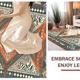Ultra Soft Area Rug, Non Slip, Stain Resistant, Washable Area Rugs for Living Room, Bedroom, Artful Abstract Trellis Composition(Orange)