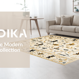 Ultra Soft Area Rug, Non Slip, Stain Resistant, Washable Area Rugs for Living Room, Bedroom, Elegant Earthy Insect Design(Beige)