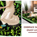 Ultra Soft Area Rug, Non Slip, Stain Resistant, Washable Area Rugs for Living Room, Bedroom, Vivid Green Insect Aesthetic(Black)