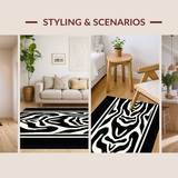 Ultra Soft Area Rug, Non Slip, Stain Resistant, Washable Area Rugs for Living Room, Bedroom, Contemporary Eclectic Animal Graphics(Black)