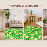 Ultra Soft Area Rug, Non Slip, Stain Resistant, Washable Area Rugs for Living Room, Bedroom, Whimsical Flower Circular Pattern(Green)