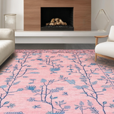 Ultra Soft Area Rug, Non Slip, Stain Resistant, Washable Area Rugs for Living Room, Bedroom, Contemporary Soft Botanical Design(Pink)
