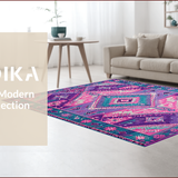 Ultra Soft Area Rug, Non Slip, Stain Resistant, Washable Area Rugs for Living Room, Bedroom, Eclectic Aztec Colorful Motif(Purple)