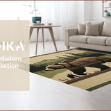 Ultra Soft Area Rug, Non Slip, Stain Resistant, Washable Area Rugs for Living Room, Bedroom, Rustic Earthy Bear Scene(Brown)