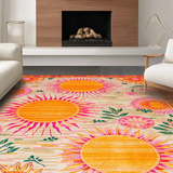 Ultra Soft Area Rug, Non Slip, Stain Resistant, Washable Area Rugs for Living Room, Bedroom, Lively Color-Drenched Artistic Flair(Orange)
