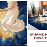 Ultra Soft Area Rug, Non Slip, Stain Resistant, Washable Area Rugs for Living Room, Bedroom, Radiant Solar Lunar Fusion Art(Gold)
