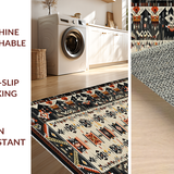 Ultra Soft Area Rug, Non Slip, Stain Resistant, Washable Area Rugs for Living Room, Bedroom, Tribal Chic Earthy Aesthetic(Gray)