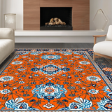 Ultra Soft Area Rug, Non Slip, Stain Resistant, Washable Area Rugs for Living Room, Bedroom, Vibrant Geometric Color Contrast(Orange)