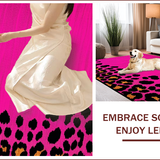 Ultra Soft Area Rug, Non Slip, Stain Resistant, Washable Area Rugs for Living Room, Bedroom, Chic Vintage Cheetah Aesthetic(Pink)