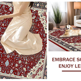Ultra Soft Area Rug, Non Slip, Stain Resistant, Washable Area Rugs for Living Room, Bedroom, Sophisticated Intricate Ogee Style(Red)