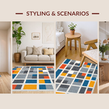 Ultra Soft Area Rug, Non Slip, Stain Resistant, Washable Area Rugs for Living Room, Bedroom, Interactive White Geometric Motif(Gray)