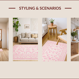 Ultra Soft Area Rug, Non Slip, Stain Resistant, Washable Area Rugs for Living Room, Bedroom, Charming Pastel Bow Aesthetic(Pink)