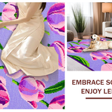 Ultra Soft Area Rug, Non Slip, Stain Resistant, Washable Area Rugs for Living Room, Bedroom, Elegant Tulip Bouquet Decorative Theme(Purple)