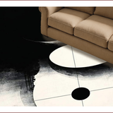 Ultra Soft Area Rug, Non Slip, Stain Resistant, Washable Area Rugs for Living Room, Bedroom, Contemporary Circular Abstract Design(Black)