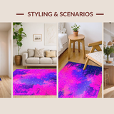 Ultra Soft Area Rug, Non Slip, Stain Resistant, Washable Area Rugs for Living Room, Bedroom, Electric Moonlit Floral Artwork(Pink)