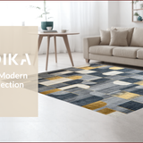 Ultra Soft Area Rug, Non Slip, Stain Resistant, Washable Area Rugs for Living Room, Bedroom, Sleek Modern Tiled Aesthetic(Gray)
