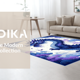 Ultra Soft Area Rug, Non Slip, Stain Resistant, Washable Area Rugs for Living Room, Bedroom, Striking Dragon Graphic Composition(Blue)