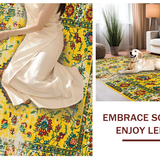 Ultra Soft Area Rug, Non Slip, Stain Resistant, Washable Area Rugs for Living Room, Bedroom, Stylish Warm Color Palette Design(Yellow)