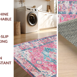 Ultra Soft Area Rug, Non Slip, Stain Resistant, Washable Area Rugs for Living Room, Bedroom, Vibrant Earthy Geometric Appeal(Pink)