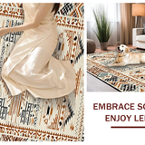 Ultra Soft Area Rug, Non Slip, Stain Resistant, Washable Area Rugs for Living Room, Bedroom, Classic Vintage Medallion Burst(Beige)