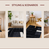 Ultra Soft Area Rug, Non Slip, Stain Resistant, Washable Area Rugs for Living Room, Bedroom, Stylish Geometric Minimalist Aesthetic(Black)