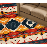 Ultra Soft Area Rug, Non Slip, Stain Resistant, Washable Area Rugs for Living Room, Bedroom, Black Aztec Tribal Living Room Washable Carpet(Red)