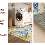 Ultra Soft Area Rug, Non Slip, Stain Resistant, Washable Area Rugs for Living Room, Bedroom, Vibrant Boho Tribal Motif(Yellow)