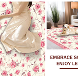 Ultra Soft Area Rug, Non Slip, Stain Resistant, Washable Area Rugs for Living Room, Bedroom, Elegant Petal-Patterned Serenity(Beige)