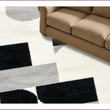 Ultra Soft Area Rug, Non Slip, Stain Resistant, Washable Area Rugs for Living Room, Bedroom, Contemporary Handmade Wool Bedroom Rug for Minimalist Aesthetic(Black)