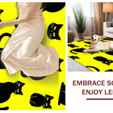 Ultra Soft Area Rug, Non Slip, Stain Resistant, Washable Area Rugs for Living Room, Bedroom, Trendy Graphic Cat Silhouette(Yellow)