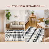 Ultra Soft Area Rug, Non Slip, Stain Resistant, Washable Area Rugs for Living Room, Bedroom, Monochrome Layered Stripe Rug with Absorbent Non Slip Backing for Entryways(Gray)