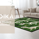 Ultra Soft Area Rug, Non Slip, Stain Resistant, Washable Area Rugs for Living Room, Bedroom, Rustic Vintage Dinosaur Artistry(Green)