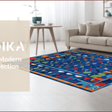 Ultra Soft Area Rug, Non Slip, Stain Resistant, Washable Area Rugs for Living Room, Bedroom, Eclectic Colorful Geometric Arrangement(Blue)