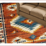 Ultra Soft Area Rug, Non Slip, Stain Resistant, Washable Area Rugs for Living Room, Bedroom, Vibrant Tribal Diamond Arrangement(Red)