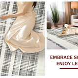 Ultra Soft Area Rug, Non Slip, Stain Resistant, Washable Area Rugs for Living Room, Bedroom, Boho Chic Black & White Area Rug:  Layered Welcome Mat(Gray)
