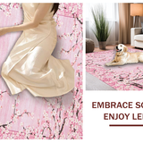Ultra Soft Area Rug, Non Slip, Stain Resistant, Washable Area Rugs for Living Room, Bedroom, Vibrant Contemporary Blossom Artwork(Pink)
