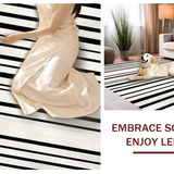 Ultra Soft Area Rug, Non Slip, Stain Resistant, Washable Area Rugs for Living Room, Bedroom, Striped Monochrome Welcome Rug with Classic Parallel Lines and Modern Accents(Black)