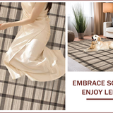 Ultra Soft Area Rug, Non Slip, Stain Resistant, Washable Area Rugs for Living Room, Bedroom, Stylish Plaid Earthy Vibes(Beige)