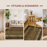 Ultra Soft Area Rug, Non Slip, Stain Resistant, Washable Area Rugs for Living Room, Bedroom, Contemporary Rustic Leopard Motif(Gold)