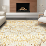 Ultra Soft Area Rug, Non Slip, Stain Resistant, Washable Area Rugs for Living Room, Bedroom, Elegant Earth Tone Geometric Mosaic(White)